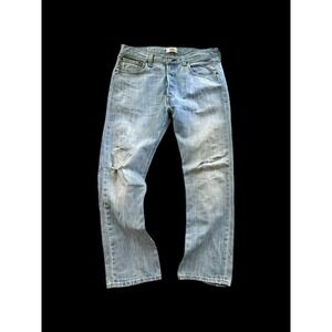 Levi's 501 Button Fly Jeans Light Wash Blue Denim Mens Sz 33x29 Vintage Distress